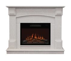 Электрокамин Real Flame Carolina Marble WT (мрамор бежевый) с очагом Kendal 24