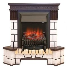 Электрокамин Real Flame Stone Corner AO (угловой) с очагом Fobos Lux Black