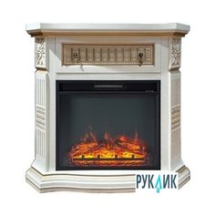 Электрокамин Inter Flame Джессика (бежевый с золотой патиной) с очагом Foton 23 LED FX
