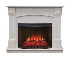 Электрокамин Real Flame Carolina Marble WT (мрамор бежевый) с очагом Evrika 25,5 LED