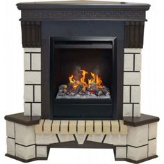 Электрокамин Real Flame Stone Corner AO (угловой) с очагом 3D Olympic