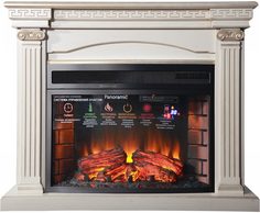 Электрокамин Inter Flame Афина (бежевый с золотой патиной) с очагом Panoramic 33 LED FX QZ