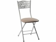 Стул складной Стефани ДП2-04 кожзам Линкольн беж каркас белый матовый Древпром