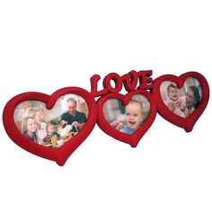 Настенный коллаж-фоторамка Love 3 сердечка красная. No Brand