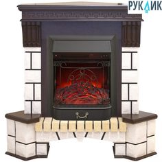 Электрокамин Real Flame Stone Corner AO (угловой) с очагом Majestic Lux Black