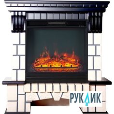 Электрокамин Inter Flame Экстер М (венге) камень бежевый с очагом Foton 23 LED FX