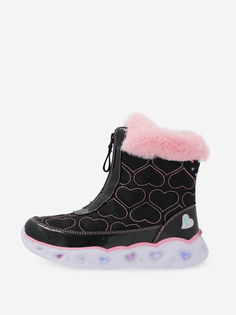 Сапоги утепленные для девочек Skechers Heart Lights, Черный, размер 31.5