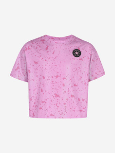 Футболка для девочек Converse Shine Print Boxy, Розовый, размер 128