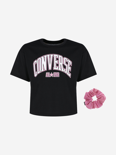 Футболка для девочек Converse, Черный, размер 128