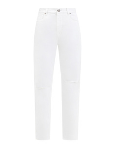 Белые джинсы на высокой посадке с декоративными прорезями Etro