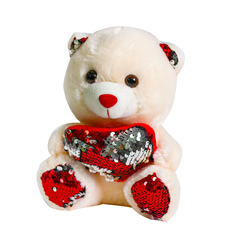 Мягкая игрушка «Медведь с сердцем», пайетки, цвет красно-серебряный No Brand