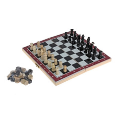 Настольная игра 3 в 1 "Карнал": нарды, шахматы, шашки, фишки - дерево, фигуры - пластик No Brand