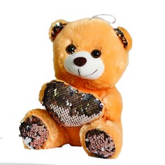 Мягкая игрушка «Медведь с сердцем», пайетки, розово-серебряный No Brand