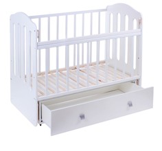 Детская кроватка «Чудо» на маятнике, с ящиком, цвет белый ВДК