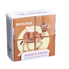 МЕГА ТОЙС обучающий, Животные жарких стран, 4 кубика, 3 карточки, пособие Mega Toys