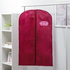 Чехол для одежды с окном 60×100 см, спанбонд, цвет бордо No Brand