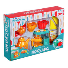 Игровой набор Посудка ИГРОЛЕНД, пластик, 9-11 пр., 35х24х7 см, 3 дизайна
