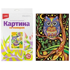 Картина по номерам для малышей LORI "Сова", А4, с акриловыми красками, картон