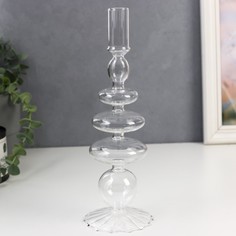 Подсвечник стекло на 1 свечу "Морбиан" прозрачный 27х8,5х8,5 см No Brand