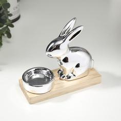 Сувенир керамика, дерево подсвечник "Кролик" 11,6х5,5х13,8 см No Brand