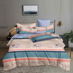 Постельное белье семейное Sleeping Place поплин простынь на резинке хлопок 100%