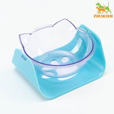 Миска пластиковая на бирюзовой подставке 15,5 х 13 х 8 см No Brand