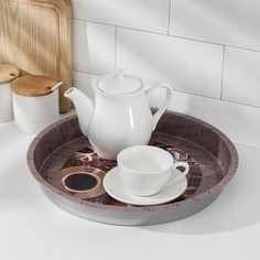 Поднос, 34×34×4 см, цвет коричневый No Brand