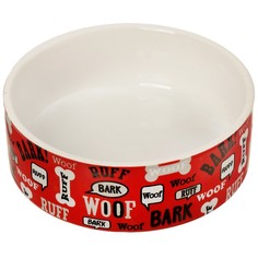Миска керамическая "Косточки и надписи", 10,5 х 4 см, 200 мл, красная No Brand