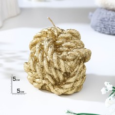 Свеча фигурная лакированная "Клубок", 5х5,5 см, золото No Brand