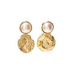 Серьги из бижутерного сплава с искусственным жемчугом Moon Paris MDN-1901-014