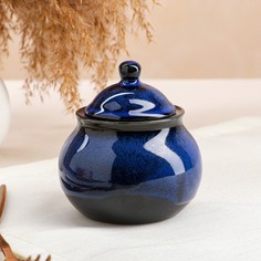 Сахарница "Бриз", глазурь, матовая, чёрно-синяя, 0.35 л No Brand