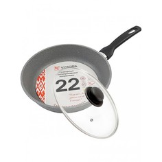Сковорода VICTORIA Классическая АЛА 220 + стекл. крышка Арт. IN22K/MR04 No Brand