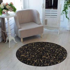 Ковер Этель "Тиснение" цвет чёрный d 120 см, 500/м2 No Brand