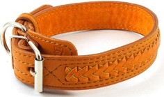 Ошейник ZooMaster кожаный, 35 мм х 60 см (51-60 см), 2-слойный, с плетением