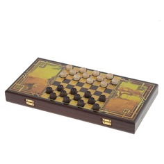 Игра настольная 2 в 1 Лев (нарды, шашки), L40 W20 H4 см No Brand