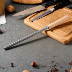 Точилка для ножей, мусат, с деревянной ручкой, 30 см No Brand