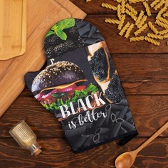 Варежка-прихватка Этель BLACK 20х27см,100% х/л, ватин 250г/м2 No Brand