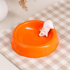 Миска "Белая мышка", оранжевая, керамика, 0.2 л No Brand