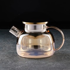 Чайник заварочный «Глори», 1 л, с металлическим ситом, цвет золотой No Brand