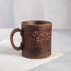 Кружка "Чайная", декор, красная глина, 0.3 л, микс No Brand
