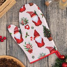 Варежка-прихватка Santa Claus 20х28см, 100% хл, репс 210 г/м2, ватин 250г/м2 No Brand