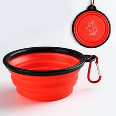 Миска силиконовая «Пёс», 13х9х5.5 см, 350 мл, красная No Brand