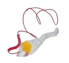 Игрушка для кошек Котенок Мышь длинный мех прыгающая, 11 см