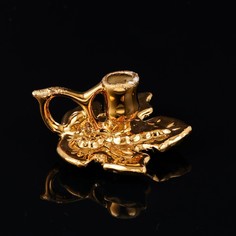 Подсвечник "Листик", золотой, керамика, 8х4 см, 1 сорт No Brand