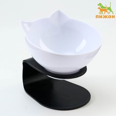 Миска белая на чёрной подставке 13 х 13 х 13,5 см No Brand