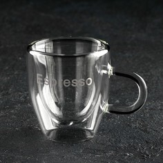 Кружка с двойными стенками Magistro «Дуо. Espesso», 80 мл, 9×6×6,5 см No Brand