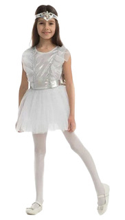Карнавальный костюм для девочек р 134 Карнавалия Снежинка белый