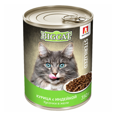 Влажный корм для кошек Зоогурман Big Cat Sterilized Курица с индейкой, 350 г