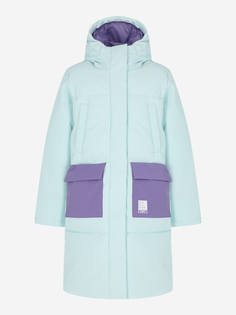 Пальто утепленное для девочек Termit, Голубой, размер 134