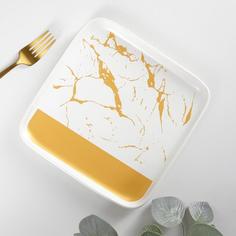 Тарелка квадратная Gold, 21×21 см No Brand